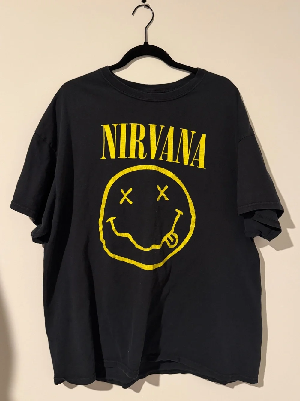 NIRVANA Black Tee with Yellow Logo‎ Smiley
